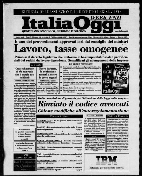 Italia oggi : quotidiano di economia finanza e politica